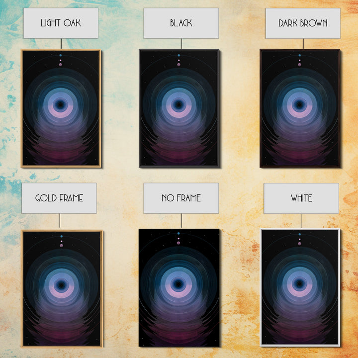 Cosmic Blue Orb Portal Canvas Print, Abstract Space Wall Art, Modern Digital Art Poster, Sci Fi Black Living Room Decor Print