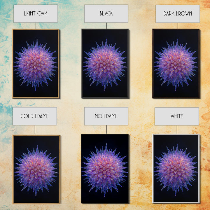 Purple Crystal Spiky Flower Wall Art, Modern Abstract Art, Colorful Wall Art, Unique Art Print, Vibrant Art Purple, Home Decor