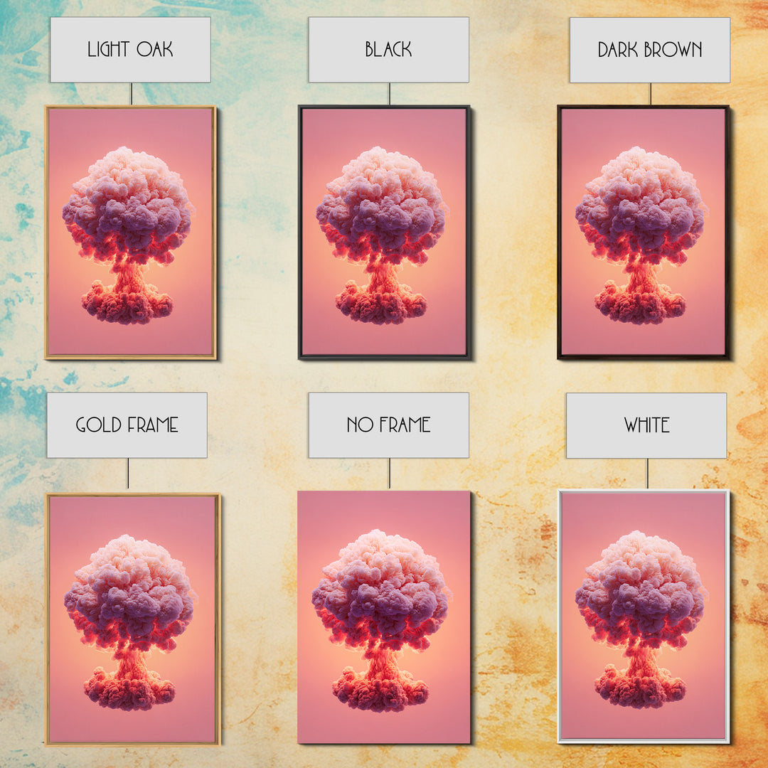 Pink Cotton Candy Mushroom Cloud Canvas Print, Surreal Atomic Pop Art Poster, Vaporwave Wall Decor, Modern Abstract Art Gift