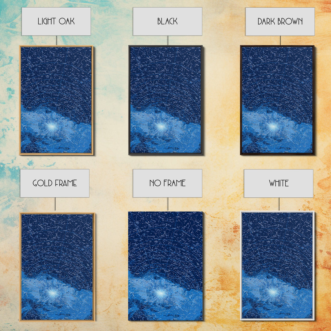 Blue Constellation Star Map Wall Art, Celestial Astronomy Poster, Space Abstract Art, Modern Digital Print, Office Decor