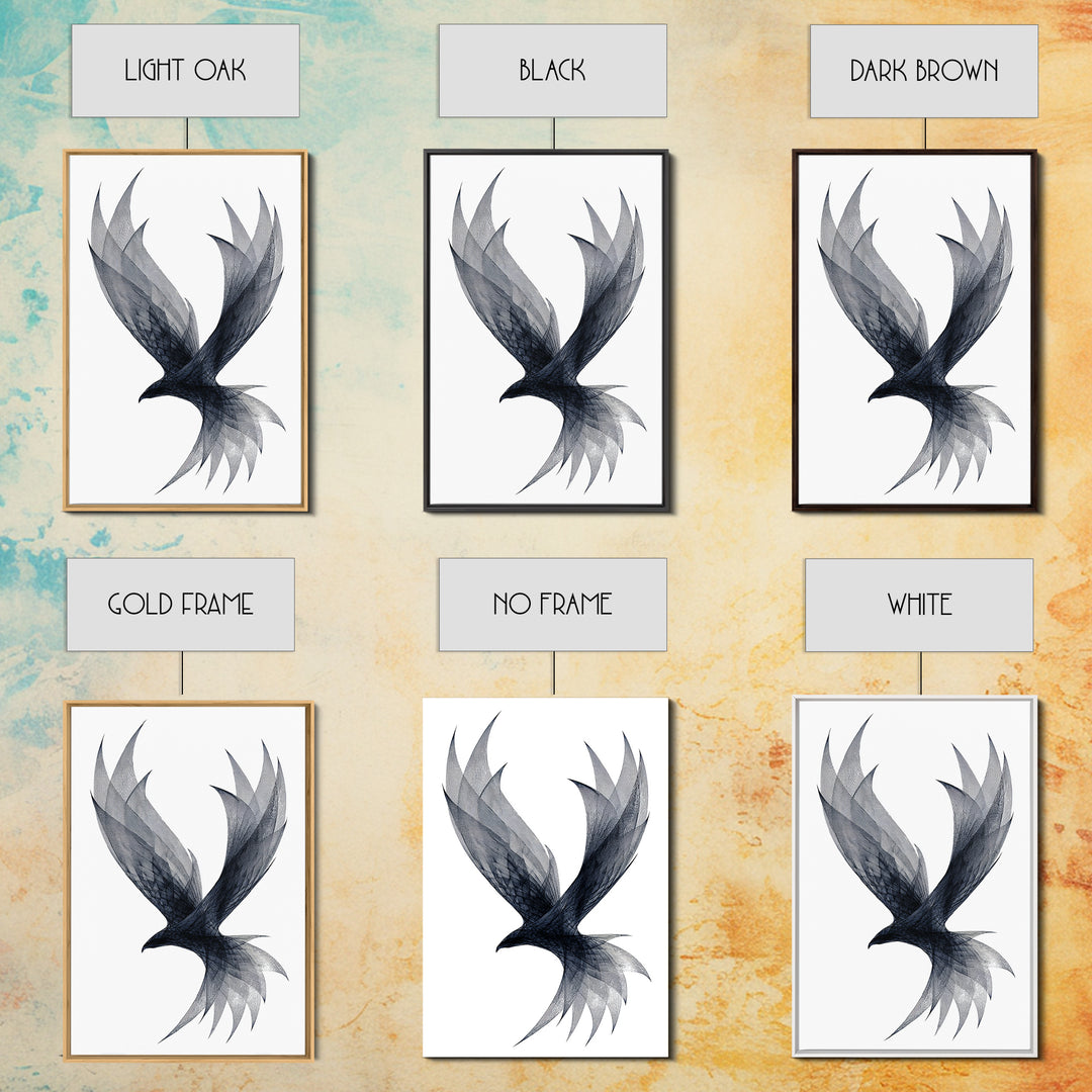 Black Wireframe Flying Bird Wall Art, Modern Abstract Art Print, Minimalist Wall Decor, Monochrome Nature Art For Bedroom
