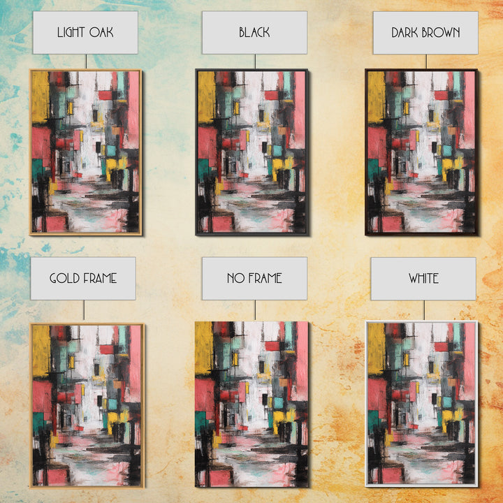 Colorful Abstract Urban Street Wall Art, Modern Art Print, Geometric Cityscape Poster, Trendy Office Decor, Canvas Print