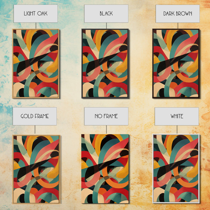 Bold Looping Arches Framed Canvas Print, Midcentury Modern Wall Art, Colorful Geometric MCM Decor, Retro Abstract Poster
