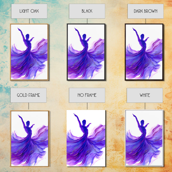 Purple Flowing Dancer Canvas Print, Modern Abstract Art, Feminine Movement Poster, Colorful Wall Decor, Bedroom Art Prints