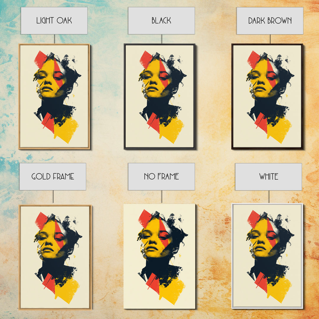 Yellow Red Abstract Woman Portrait Wall Art, Modern Pop Art Print, Bold Graphic Poster, Contemporary Decor For Living Room Bedroom