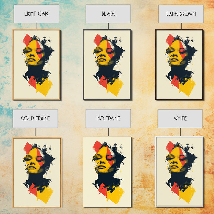 Yellow Red Abstract Woman Portrait Wall Art, Modern Pop Art Print, Bold Graphic Poster, Contemporary Decor For Living Room Bedroom