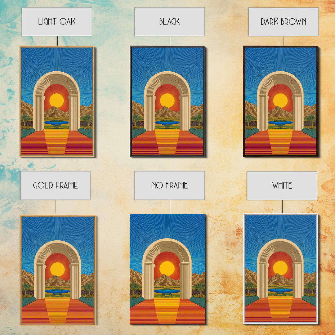 Desert Sun Portal Landscape Canvas Print, Midcentury Modern Wall Art, Retro Travel Poster, Scenic Southwest Home Decor Art