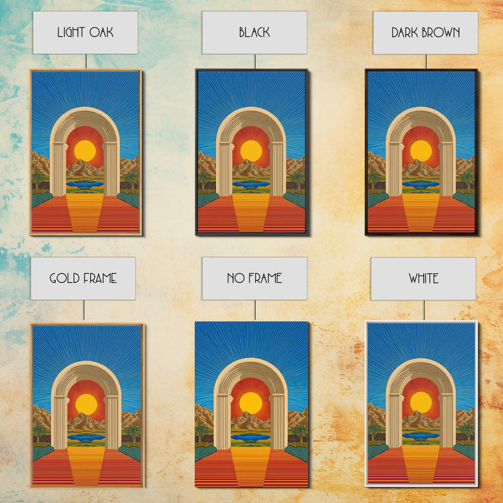 Desert Sun Portal Landscape Canvas Print, Midcentury Modern Wall Art, Retro Travel Poster, Scenic Southwest Home Decor Art