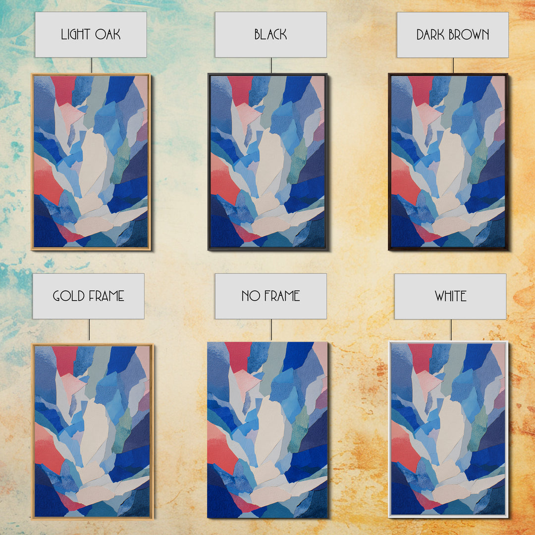 Blue Pink Torn Paper Abstract Collage, Wall Art, Modern Abstract Art Print, Contemporary Poster, Minimalist Bedroom Decor