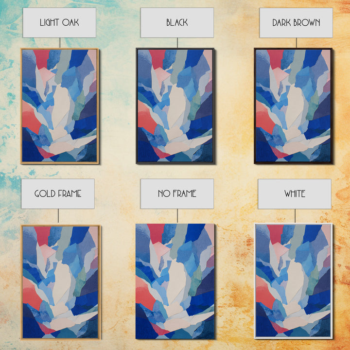 Blue Pink Torn Paper Abstract Collage, Wall Art, Modern Abstract Art Print, Contemporary Poster, Minimalist Bedroom Decor