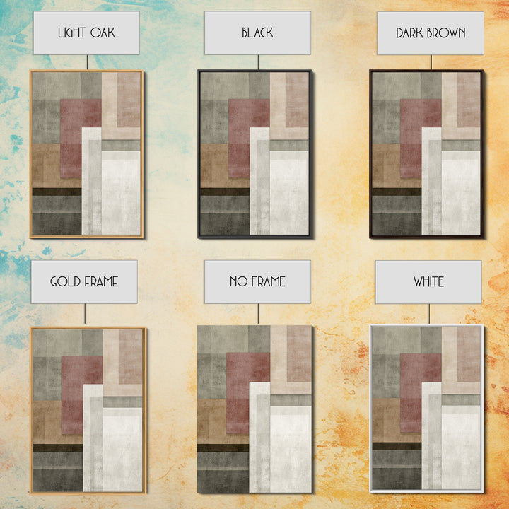 Muted Neutral Rectangles Wall Art, Modern Abstract Canvas Print, Midcentury Home Decor, Sage Green Terracotta Office Art
