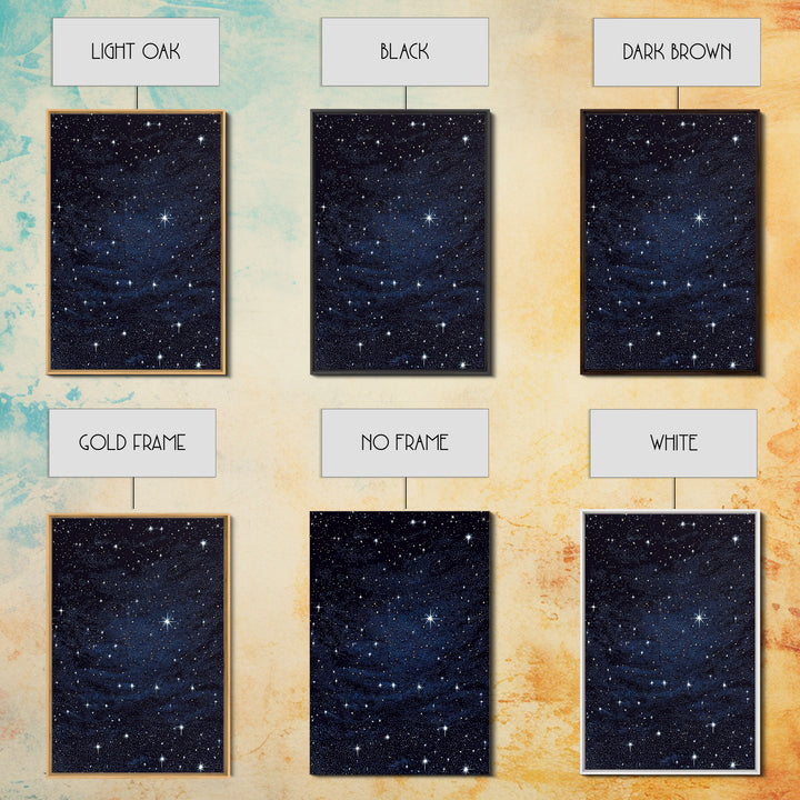 Deep Blue Starry Night Sky Wall Art, Cosmic Galaxy Print, Celestial Space Poster, Astronomy Decor For Bedroom And Home Office Decor