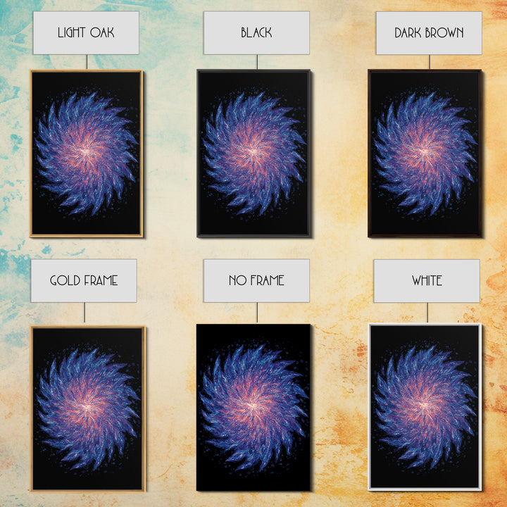 Purple Blue Spiral Nebula Canvas Print, Space Abstract Art, Modern Wall Art, Cosmic Retro Poster, Vibrant Art Purple, Home Decor