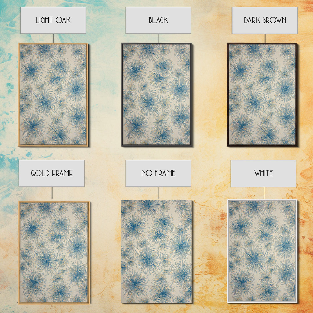Blue Atomic Starburst Pattern Wall Art, Midcentury Modern Art Print, Retro Wall Decor, Beige Teal Abstract Home Decor Prints