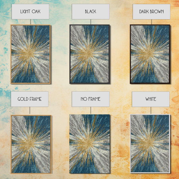 Gold And Teal Radiating Starburst Canvas Print, Midcentury Modern Art, Atomic Retro Wall Decor, Bold Geometric Home Decor