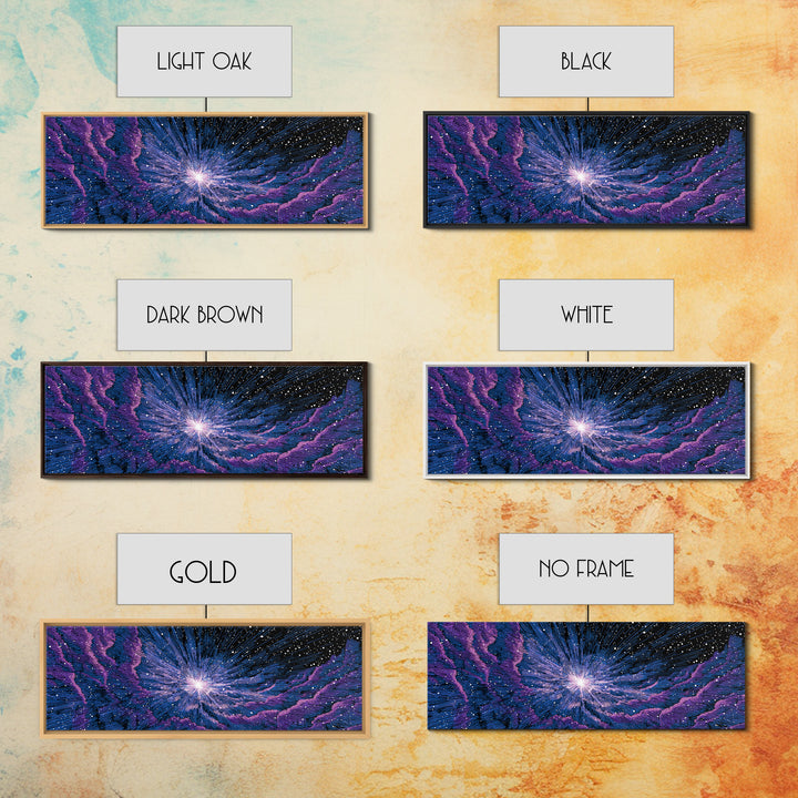 Purple Blue Cosmic Starfield Wall Art, Modern Abstract Space Canvas, Retro Sci Fi Digital Print For Bedroom Decor Poster
