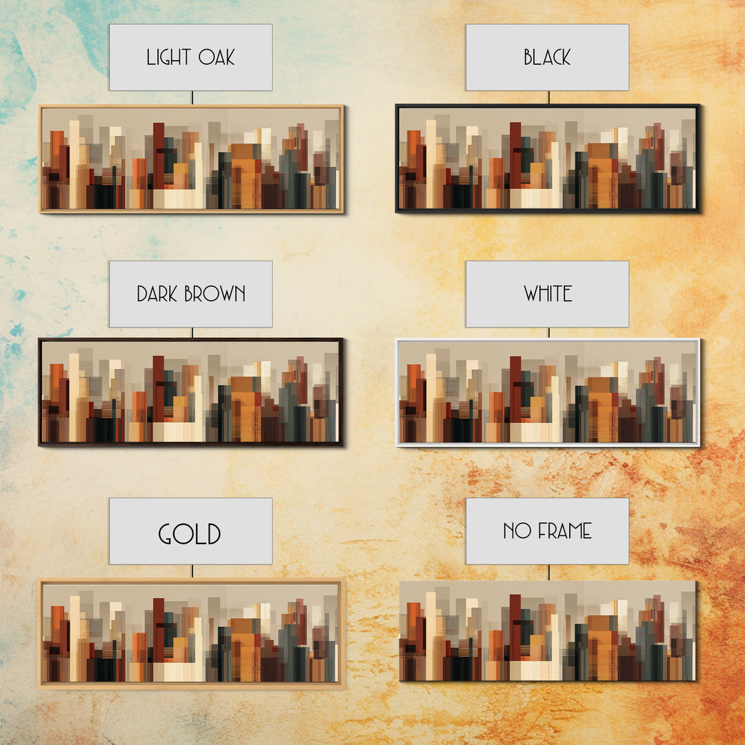 Warm Terracotta Abstract Skyline Wall Art, Modern Geometric City Print, Midcentury Modern Decor, Statement Office Decor Gift