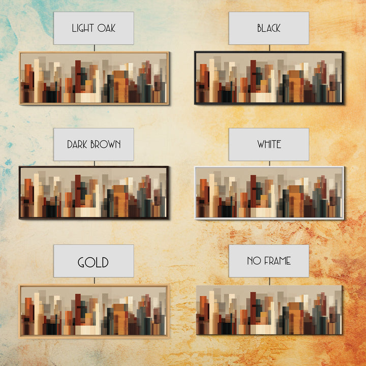 Warm Terracotta Abstract Skyline Wall Art, Modern Geometric City Print, Midcentury Modern Decor, Statement Office Decor Gift