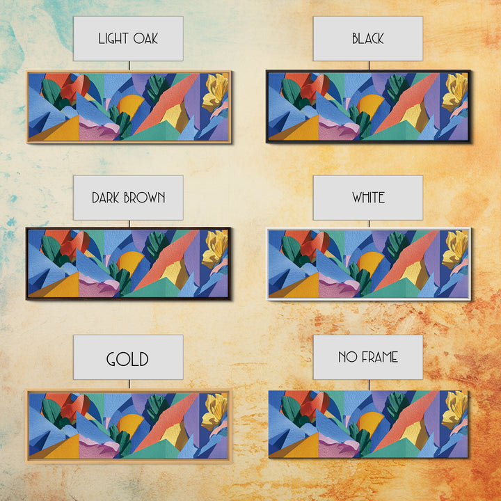 Colorful Tropical Geometric Leaves Wall Art, Midcentury Modern Abstract Canvas, Bold MCM Decor, Retro Living Room Print Gift