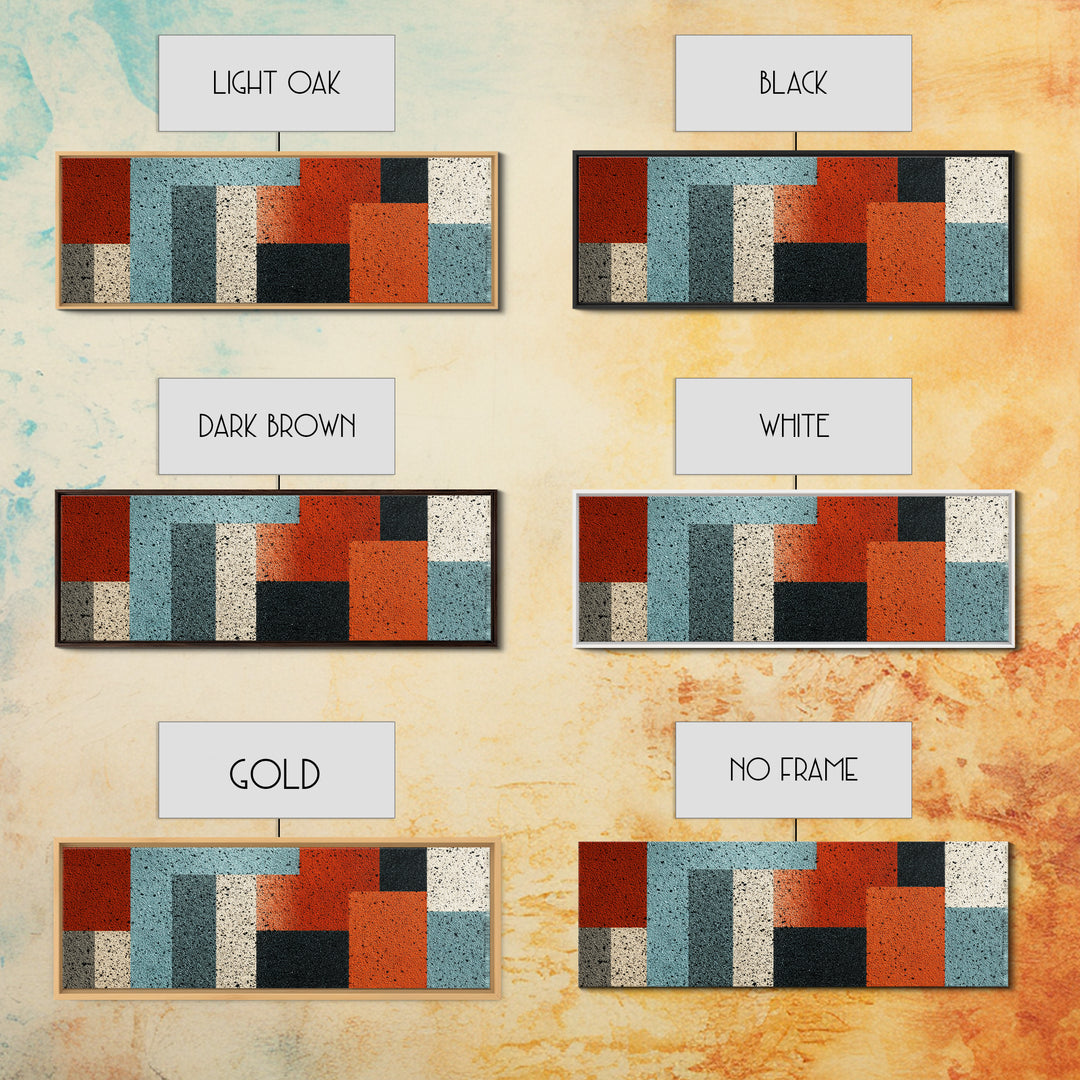 Orange Teal Geometric Block Wall Art, Midcentury Modern Art Print, Bauhaus Abstract Poster, Retro Office Decor For Living Room Home Decor