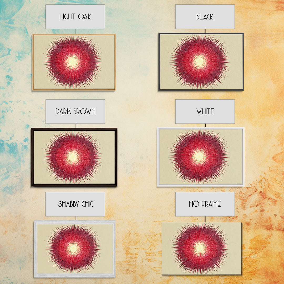 Red Radial Sunburst Wall Art, Midcentury Modern Art Print, Atomic Geometric Decor, Retro MCM Living Room Home Decor Poster