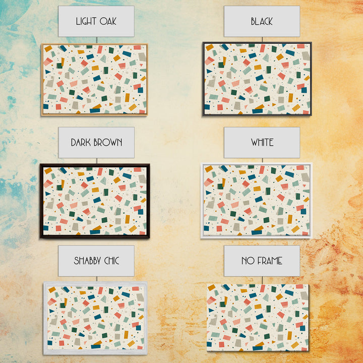 Confetti Geometric Shapes Wall Art, Midcentury Modern Art Print, Retro Colorblock Pattern, MCM Office Decor Canvas Print