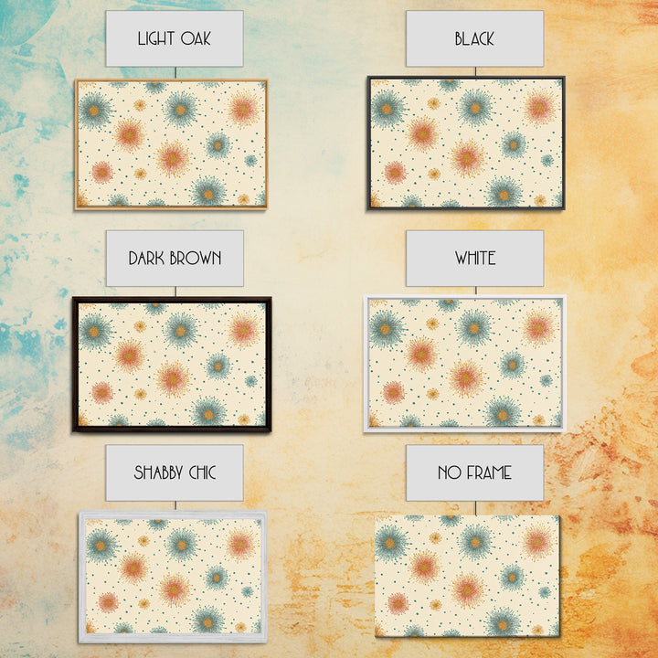 Teal Orange Starburst Pattern Wall Art, Mid Century Modern Decor, Retro Atomic Poster, Cream Wall Decor, MCM Geometric Art Print