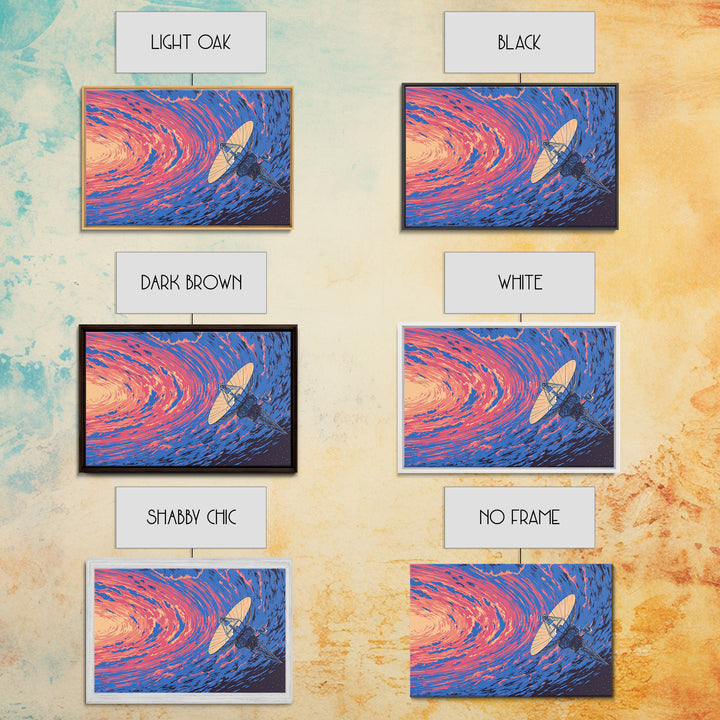 Pink Blue Cosmic Vortex Satellite Wall Art, Retro Futurism Space Poster, Modern Abstract Art Print, Sci Fi Office Wall Decor