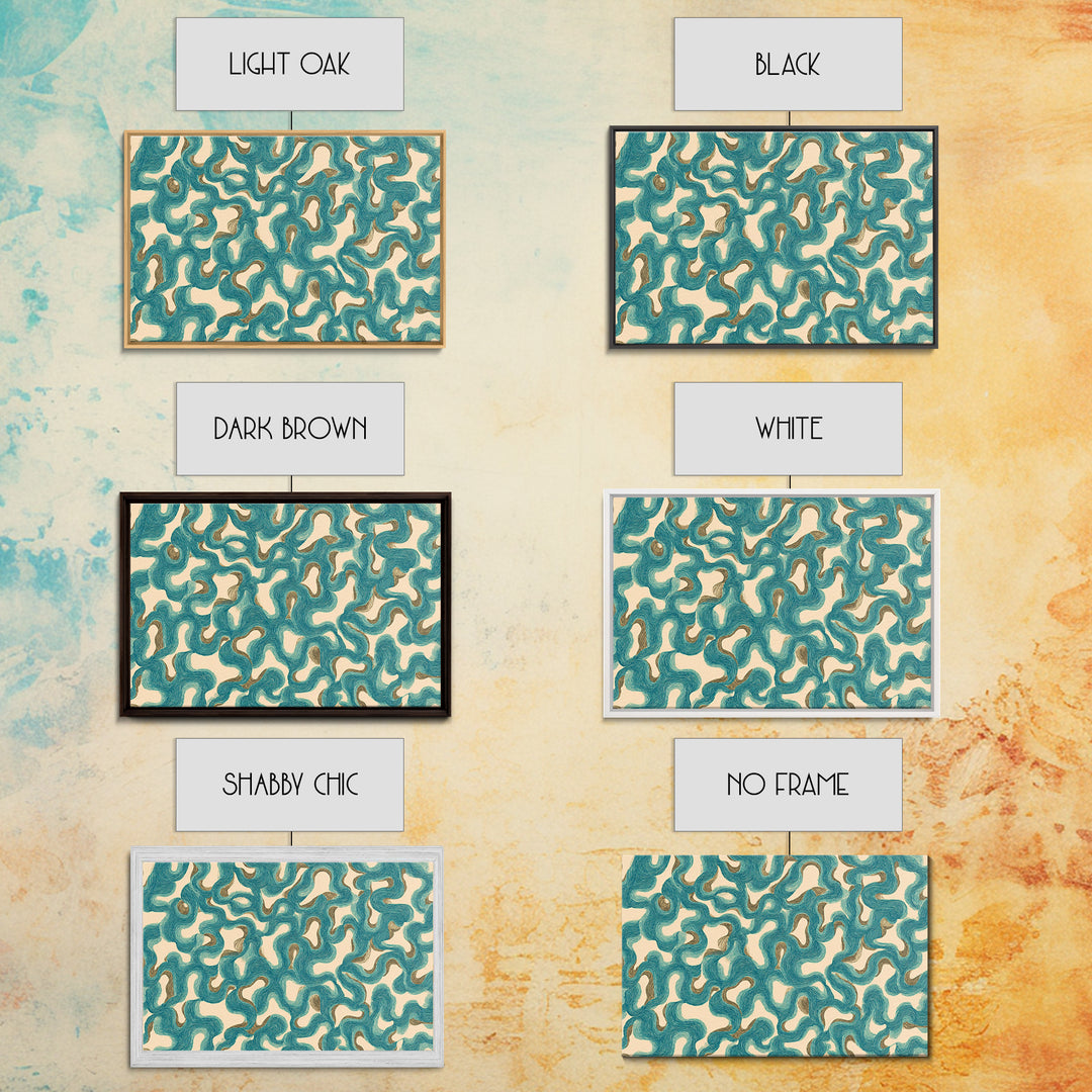 Teal Organic Maze Pattern Wall Art, Abstract Geometric Art Print, Modern Wall Decor, Coastal Boho Home Decor, MCM Artwork