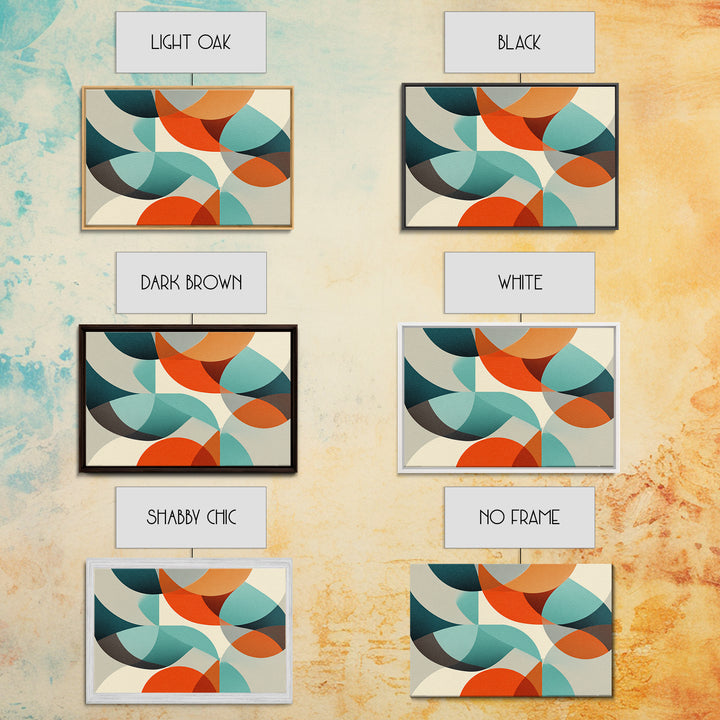Orange Teal Circle Abstract Wall Art, Midcentury Modern Art, Geometric Shapes Art, Modern Art Print, Retro Wall Decor, Home Decor