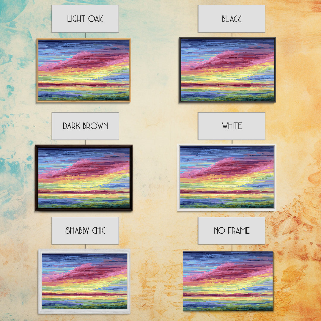 Vibrant Pink Yellow Sunset Clouds, Modern Wall Art, Bright Abstract Art Print, Colorful Living Room Decor Canvas Print Poster