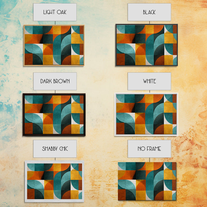 Teal Orange Mustard Geometric Arches Wall Art, Midcentury Modern Art Print, Retro MCM Decor, Abstract Living Room Poster