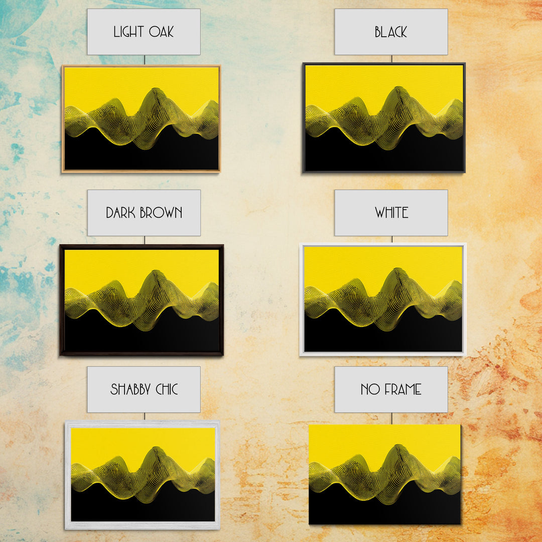 Yellow Black Waveform Wall Art, Minimalist Abstract Canvas Print, Modern Geometric Art, Office Decor, Statement Wall Decor