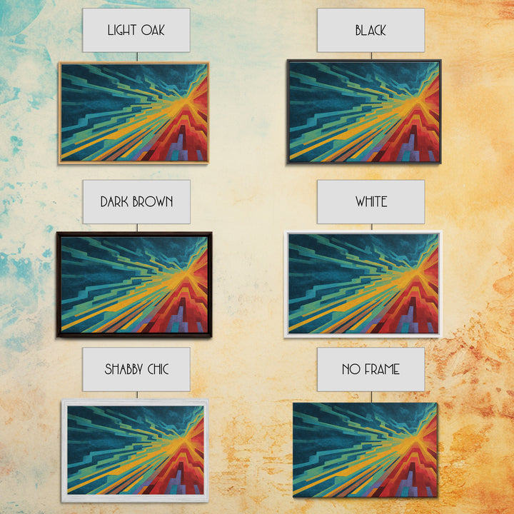Neon Geometric Speed Lines In Teal Orange, Canvas Print, Abstract Wall Art, Modern Digital Art Poster For Gaming Room Decor