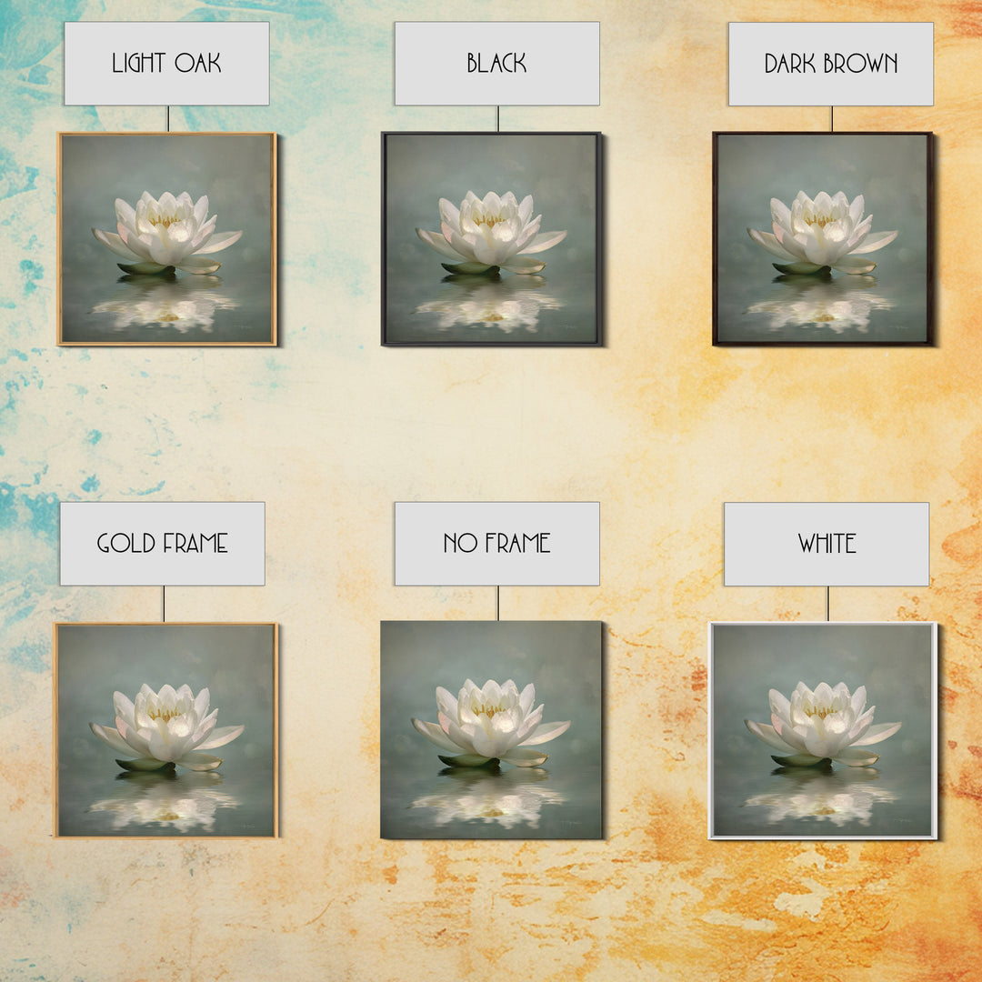 Lotus Flower Glowing Canvas Print, Meditation Art, Art Print, Living Room Decor, Watercolor Art, Stillness, Digital Print, MED-1x1-49