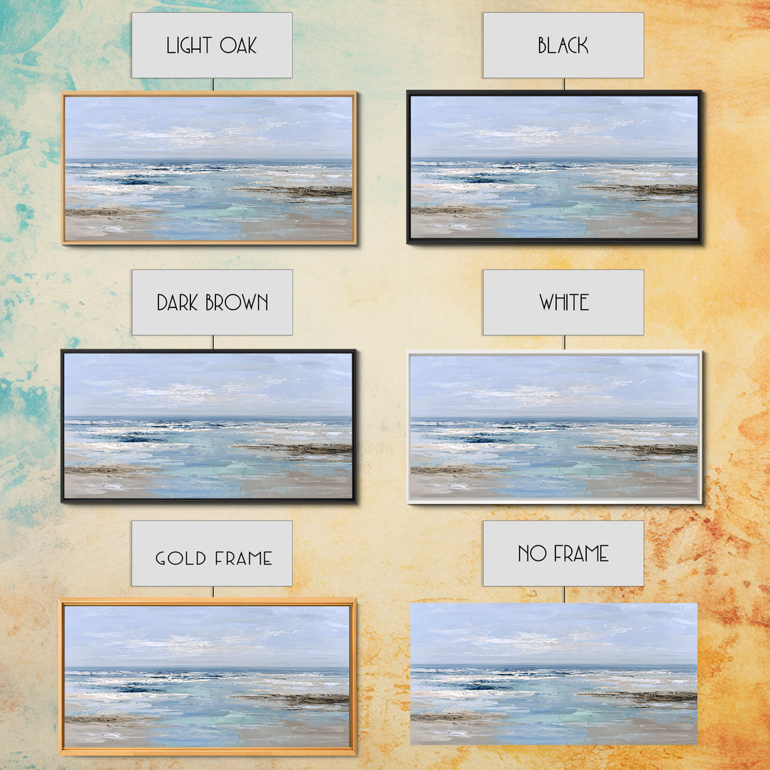 Ocean Horizon with Meditative Stillness Framed Canvas Print, Meditation Art, Luxury Decor, Living Room Decor, Stillness, MED-2x1-14