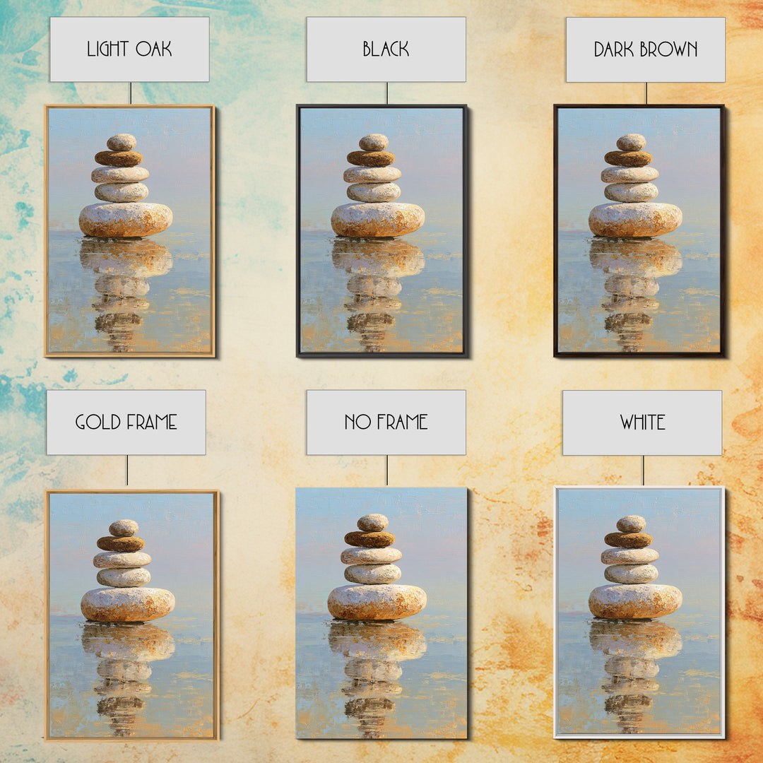Floating Stones Balanced Above Calm Water Canvas Print, Meditation Art, Gallery Decor, Living Room Decor, Fine Art, Stillness, MED-2x3-16