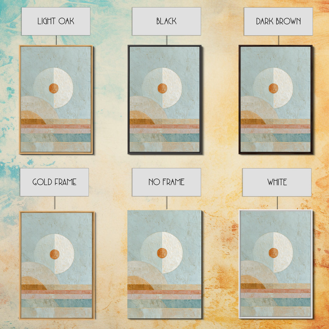 Moon Phases over a Quiet Desert Framed Canvas Print, Meditation Art, Modern Wall Art, Living Room Decor, Fine Art, Stillness, MED-2x3-41