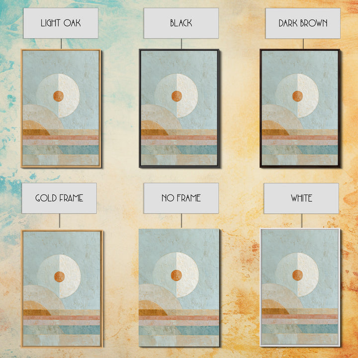 Moon Phases over a Quiet Desert Framed Canvas Print, Meditation Art, Modern Wall Art, Living Room Decor, Fine Art, Stillness, MED-2x3-41