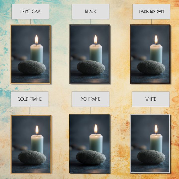 Minimal Candle Flame on Dark Background Framed Canvas Print, Meditation Art, Wall Decor, Living Room Decor, Fine Art, Stillness, MED-2x3-46