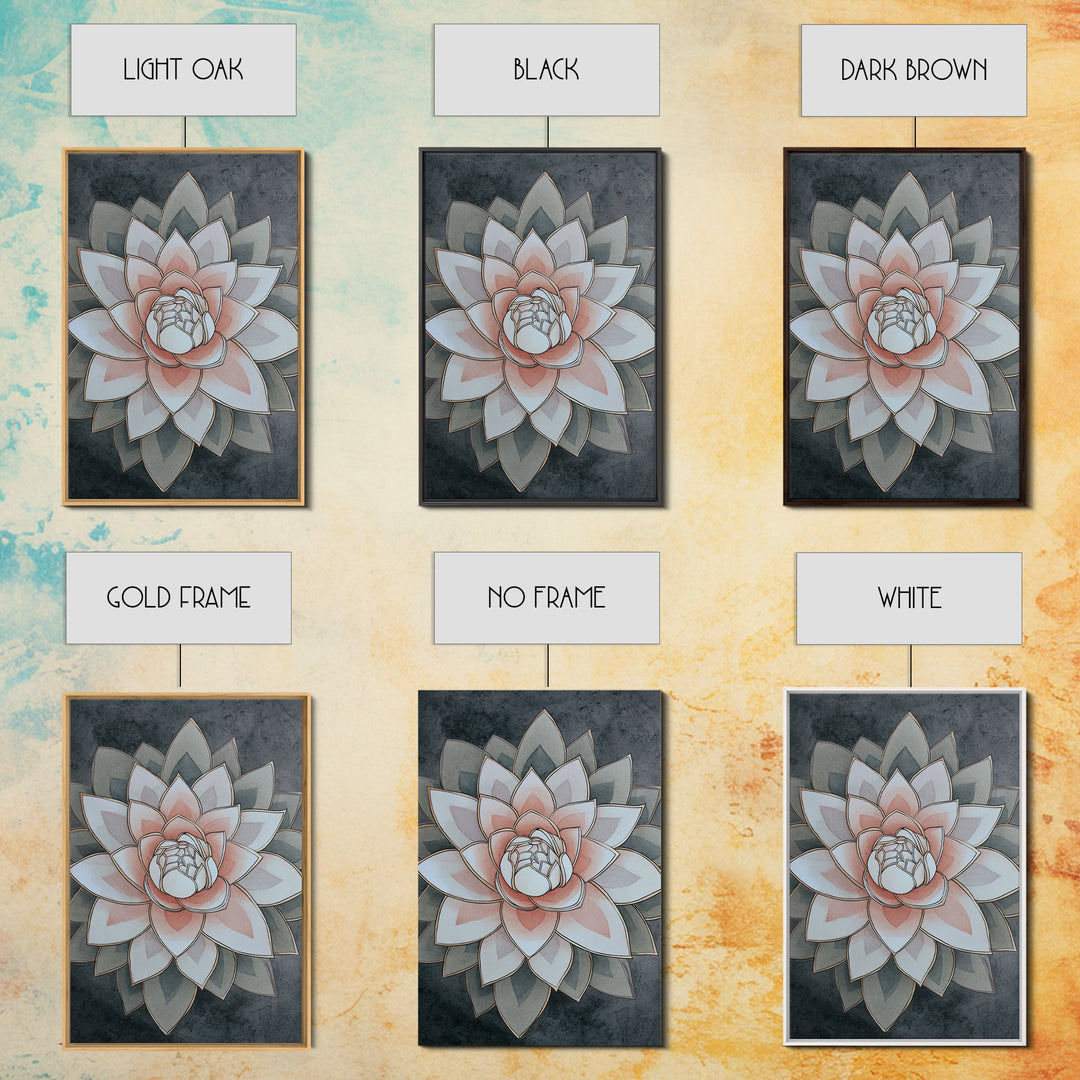 Sacred Geometry Lotus Canvas Print, Meditation Art, Hanging Wall Art, Living Room Decor, Oil Painting, Stillness, MED-2x3-95