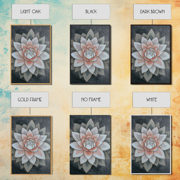 Sacred Geometry Lotus Canvas Print, Meditation Art, Hanging Wall Art, Living Room Decor, Oil Painting, Stillness, MED-2x3-95
