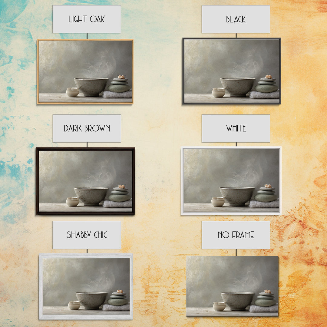 Tea Bowl and Steam Canvas Print, Meditation Art, Neutral Decor, Living Room Decor, Fine Art, Stillness, Home Decor, Wall Decor, MED-3x2-49