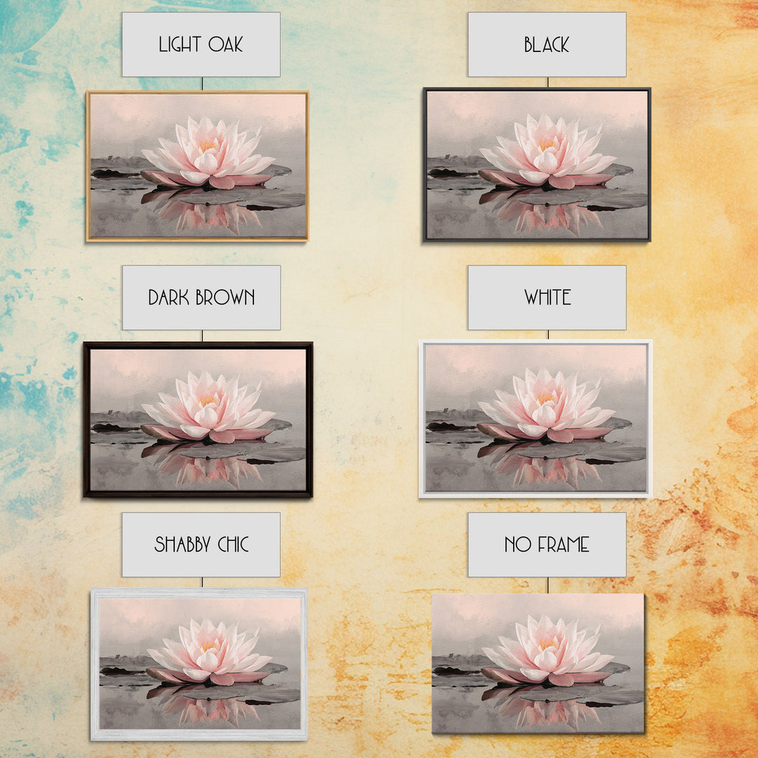 Lotus Flower Glowing Framed Canvas Print, Meditation Art, Art Print, Living Room Decor, Watercolor Art, Stillness, MED-3x2-77