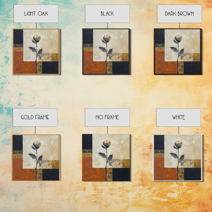 Single Flower Stem Framed Canvas Print, Minimalist Art, Modern Wall Art, Living Room Decor, Fine Art, Minimal, MIN-1x1-84