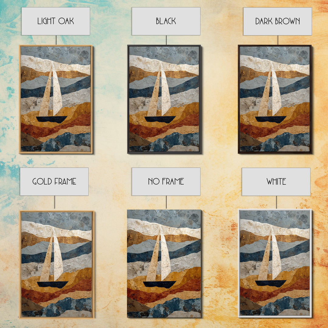 Tiny Sailboat under Open Sky Framed Canvas Print, Minimalist Art, Poster, Living Room Decor, Fine Art, Minimal, Boho, MIN-2x3-22