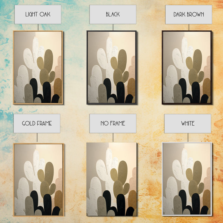 Black and White Cactus Silhouette Framed Canvas Print, Minimalist Art, Poster, Living Room Decor, Fine Art, Minimal, Boho, MIN-2x3-52