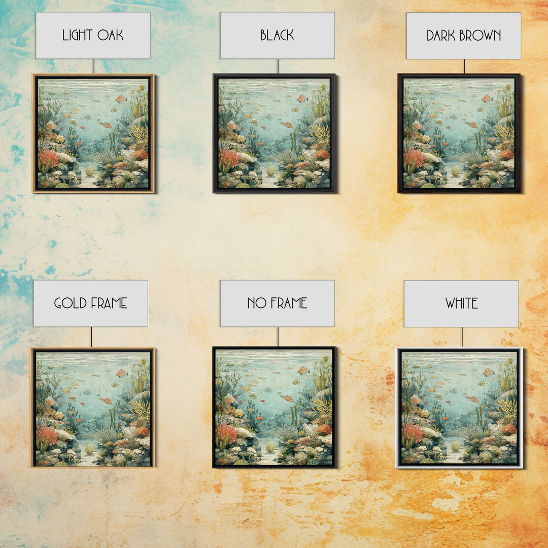 Coral Reef Panorama Canvas Print, Marine Life Art, Handmade Art, Living Room Decor, Fine Art, Marine, Textured Painting, MLA-1x1-81