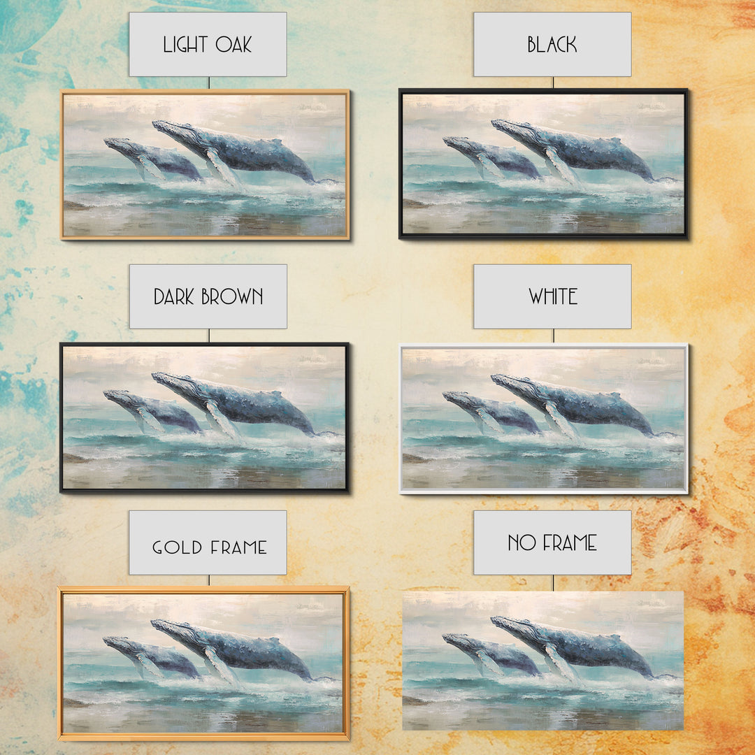 Humpback Whale and Calf Canvas Print, Marine Life Art, Gallery Decor, Living Room Decor, Fine Art, Marine, Minimalist Decor, MLA-2x1-62