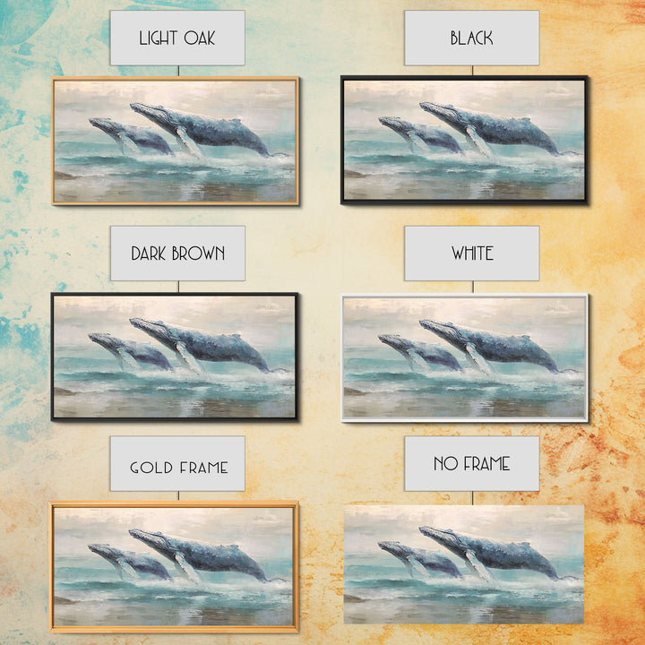 Humpback Whale and Calf Canvas Print, Marine Life Art, Gallery Decor, Living Room Decor, Fine Art, Marine, Minimalist Decor, MLA-2x1-62